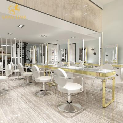 China Modern Beauty Furniture Styling Stations Salon Furniture Barber Mirror Station for sale