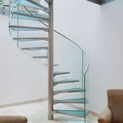 China Modern glass tread spiral staircase with spiral staircase parts made in china for sale