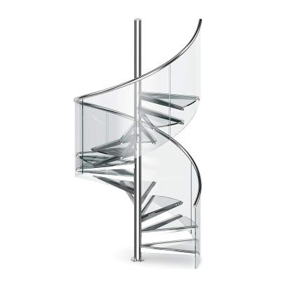 China Modern Spiral Glass Stairs Stainless Steel Steel Staircase Design for DIY Home Decor for sale