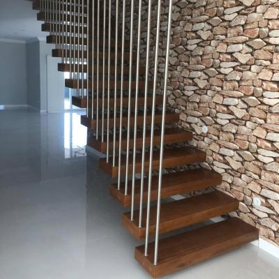 China Modern Building Steel Floating Staircase Design Kits Cost With Stainless Steel Cable Railings for sale