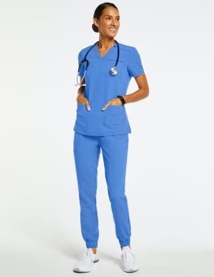 China Stretch Four Way Women's 2-Pockets Nursing Sets Relaxed Medical Uniforms Nurse Scrubs for sale