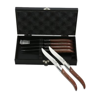 China Sustainable Set 6 Handle Steak Knives Wooden Flatware Table Dinner Sets for sale