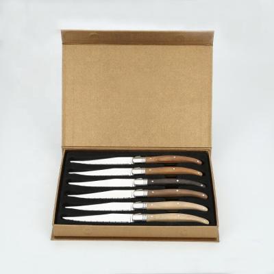 China Low MOQ viable cuterly set, short delivery time stainless steel head and wooden handle steak knife for sale