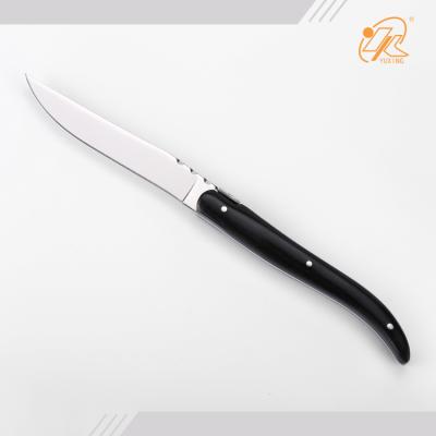 China Viable New Design Style Stainless Steel Steak Knives Luxury Black Wooden Pakka Handle Steak Knife Set for sale