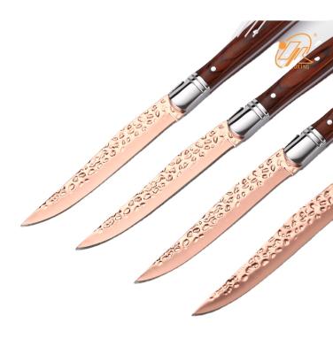 China Sustainable Pakkawood Handle Cutter Blade 420 Stainless Steel Bee Laguiole Steak Knife Set for sale