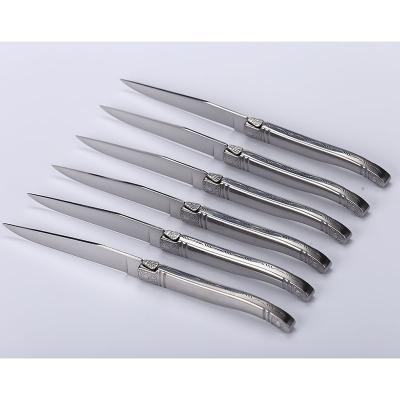 China Amazon OEM France Laguiole Viable Hot Handle Made Stainless Steel Steak Knife 6pcs Set For Dinner for sale