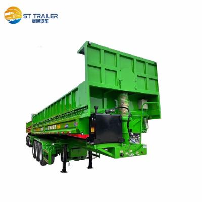 China Multi-size Container/Cargo Transport 3 Axles 4 Axles 80 Ton Hydraulic Side Box Tipper Dumper Dump Semi Truck Trailer for sale