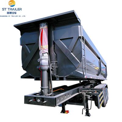 China Semi Truck Trailer Rear Tipper Semi Trailer Truck Tri Axle Single Tire Tipper Dump Hydraulic Trailer for sale