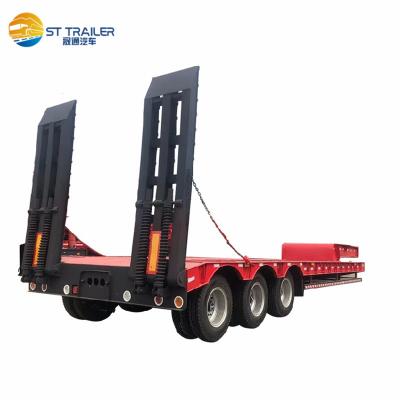 China Truck Trailer Lowbed Semi Trailer 70 Ton Lowbed Semi Trailer 6 Axles Hydraulic Lowbed Semi Trailer for sale