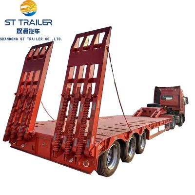 China New Truck Lowbed Trailer 13 Ton 3 Axle Lowbed Semi Trailer Lowbed Semi Trailer Truck for sale