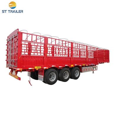 China Poultry Grid Truck Trailer 3 Axles 60 Tons Sets Semi Trailer Fence Cargo Trailer For Sale for sale