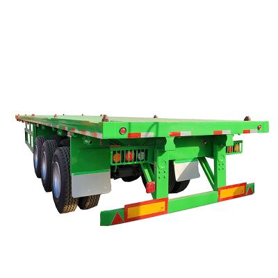 China Truck Trailer 20ft 40ft 3 Axles 50ton Container Trailer Chassis Flatbed Trailer for sale