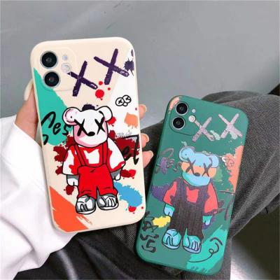 China Lightweight Graffiti Painting Bear Phone Case For OPPO A54 A5 A9 A31 A53 A93 A92 A52 A7 A5s A12 A3s A12e A74 Reno 6 Cubic Square Soft Cover for sale