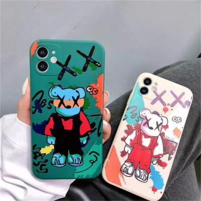 China Lightweight Graffiti Painting Bear Phone Case For Xiaomi Redmi Note 10 9 9s Note 8 Pro Redmi 10 9 8 Funny Cubic Square Soft Cover 8A 9T for sale