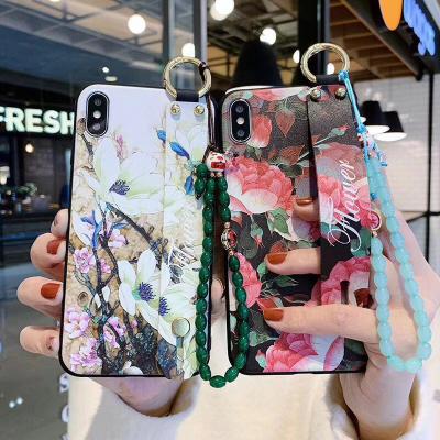 China Wristband Light Wrap For OPPO A5 A9 2020 A94 A93 A53 A31 F9 A7 A5s A12 A3s A12s Flower Pattern Wristband Phone Case for sale