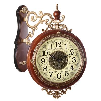 China New European Home Decorative Double Side Radio Wall Clock Antique Design Wall Hanging for sale