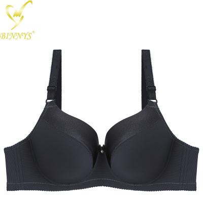 China New Arrival Breathable BINNYS D Cup Full Nylon Striped Higher Sizes Underwire Womens Bra for sale