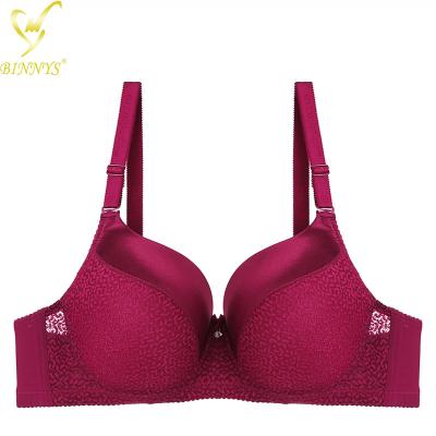 China New Arrival Breathable BINNYS D Cup Full Nylon Striped Higher Sizes Underwire Womens Bra for sale