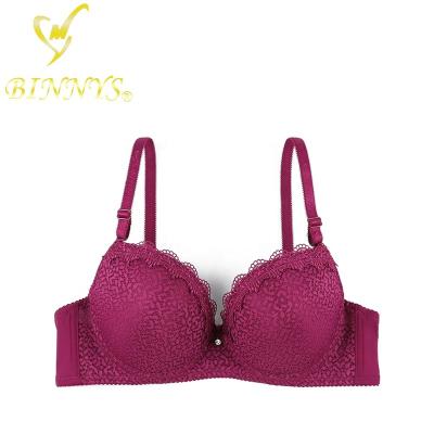 China BINNYS Guangzhou Wholesale Breathable Back Closure Cup 36b Thin Hot Red Lace Bra for sale