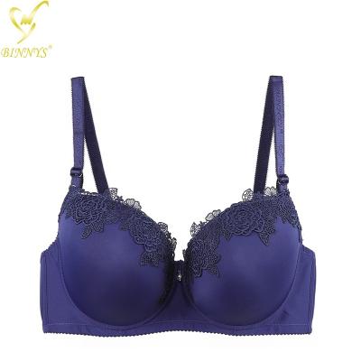 China BINNYS D Cup Large Size Breathable Nylon Bra Womens Big Chest Breathable Plus Size Bra for sale