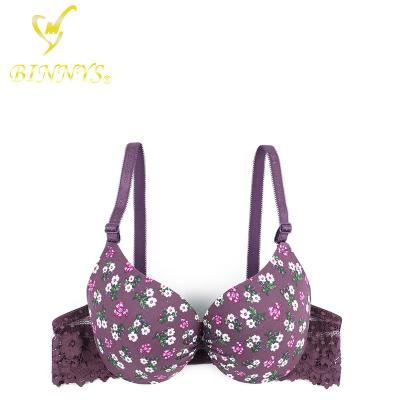 China BINNYS Breathable Three Quarter (3/4 Cup) New Arrival Printed Bra Size 36 Lift Up Bra for sale