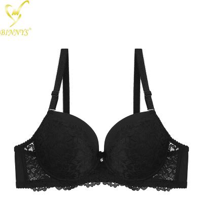 China Beautiful BINNYS New Lace Back Breathable Buckle Bra Sexy Lace Back Bra For Women Bra And Brief Sets for sale