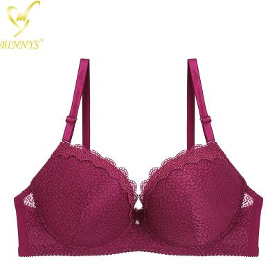 China BINNYS 34C QUICK DRY Thin Sponge 3/4 Cup Lace Back Closure Underwire Ladies Breathable Nylon Bra for sale