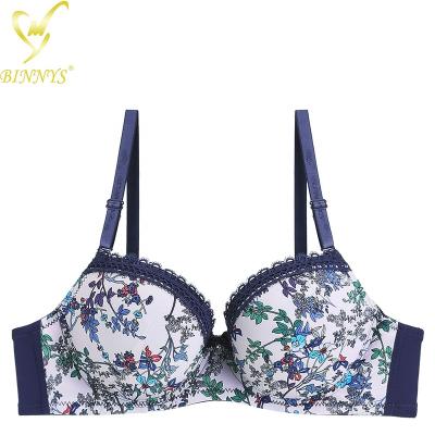 China BINNYS Underwire 3/4 Cup B Cup Breathable Hot Selling Floral Printed Bra Set for sale