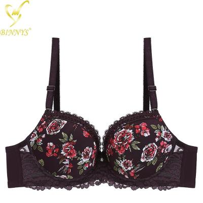 China BINNYS Underwire Breathable Floral Lace Woman Printed Bra Sets For Women for sale