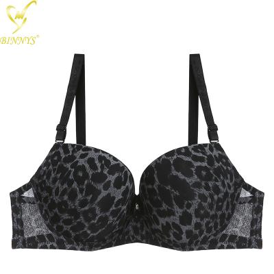 China BINNYS 36D breathable 3/4 cup printed non wire bra binny's cotton leopard print bra for sale