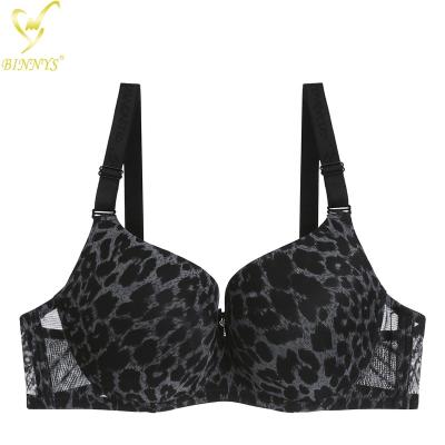 China BINNYS Big Size Ladies Bra Print 38D Plus Size Bra Set For Women Large Leopard Print Bra for sale