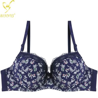 China BINNYS Breathable Printed Ladies Three Quarter Bras 3/4 Cup Printed Women'S Bra Size C Large Cup Printed Bra Breast for sale