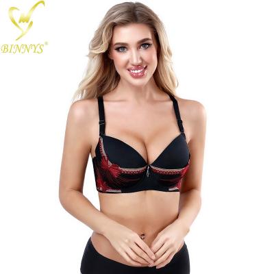 China BINNYS Breathable Rhinestone Embroidery Ladies D Cup Bra for sale