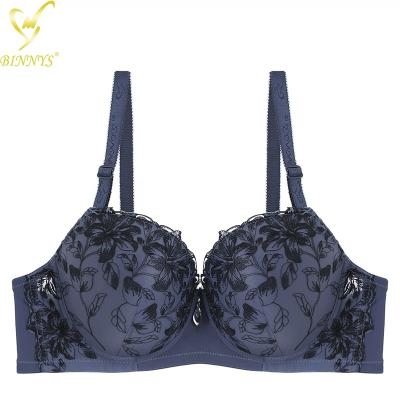 China BINNYS Wholesale Breathable Women Bra With Embroidery Women Push Up Comfortable Lingerie Sexy Embroidery Lace Plus Big Large Size Bra for sale