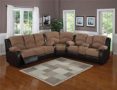 China Modern Elephant Skin Microfiber Sectional Sofa and Faux Leather Sectional Corner Sofa with Recliner for sale