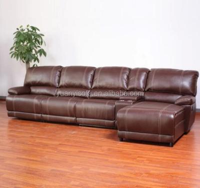 China American hot sale comfort style leather sectional recliner sofa with chaise lounge YRS5128 for sale