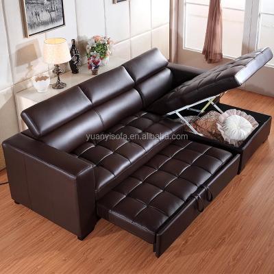 China European Style Best Selling Multifunctional Modern Corner Leather Adjustable Sofa Bed YB2233 for sale