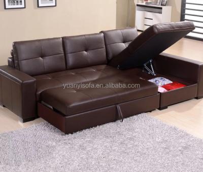 China YB2226 American Style Leather Multifunction Sofa Bed Corner With Storage Box for sale