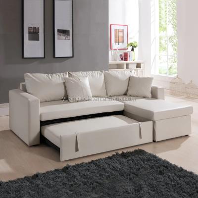 China American style modern folding leather sofa bed, pull out sofa bed with drawer YB2224 for sale