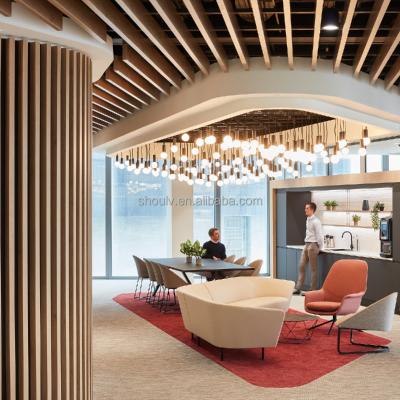 China Creative Interior Metal Timber Office Ceilings New York Deflection Dam Embedded Wood Aluminum Panel for sale