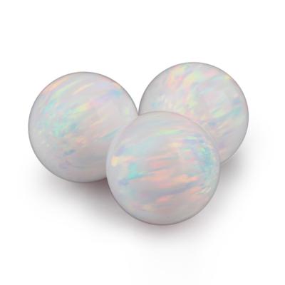 China Color play or fire white with pink white mini version of beautiful round synthetic opal perforated synthetic opal opal for sale