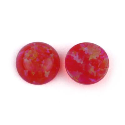 China Color Set or Fire Round Cabochon Flat Cut Fire Opal Loose Gemstones Synthetic Round Shape Opal Gems for sale