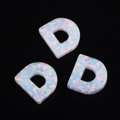 China Color Play Or Fire With Hole 26 White Synthetic Opal Letters OP17 Letter Opal for sale