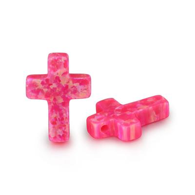 China Color Play Or Fire Fashion 9*12mm Pink Cross Shape Synthetic Loose Created Stone Opal for sale