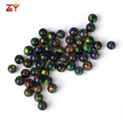 China Game or fire OP713 Opal Round Bead heat resistant galaxy color created by black color Opal Stone for sale