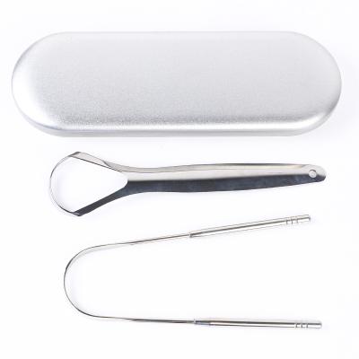 China Convenient High Quality Oral Cleaner U Shaped Stell Tongue Scraper Stainless Set for sale