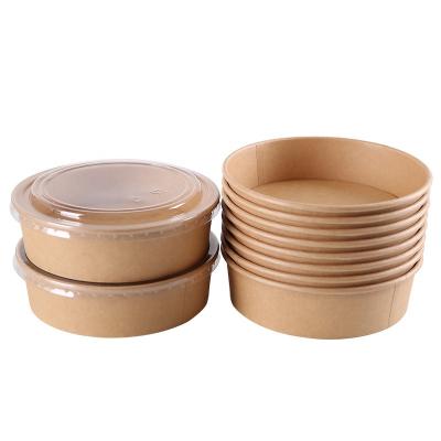 China Recycled Packaging Materials 500ml 750ml 1000ml 1100ml 1300ml Disposable Paper Bowl Take Out Salad Bowl With Lid for sale