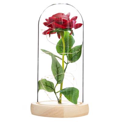 China Forever Eternal Preserved Eternal Roses Valentine's Day Gift Immortal Preserved Eternal Roses Flower LED Lights Beauty And The Beast Rose Wholesale Preserved Eternal Roses In Glass Dome Valentines Day Gift for sale