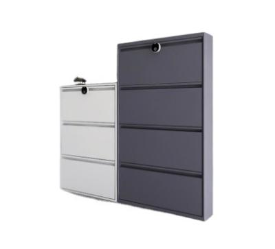 China Wall Mounted Sundry Shoe Storage Metal Closet 3 Drawer Flip Shoe Cabinet With Fingerprint Lock for sale