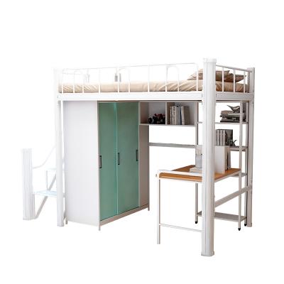 China Storage Adults College Student Apartment Steel Loft Bunk Bed With Cheap Wardrobe Desk And Locker for sale